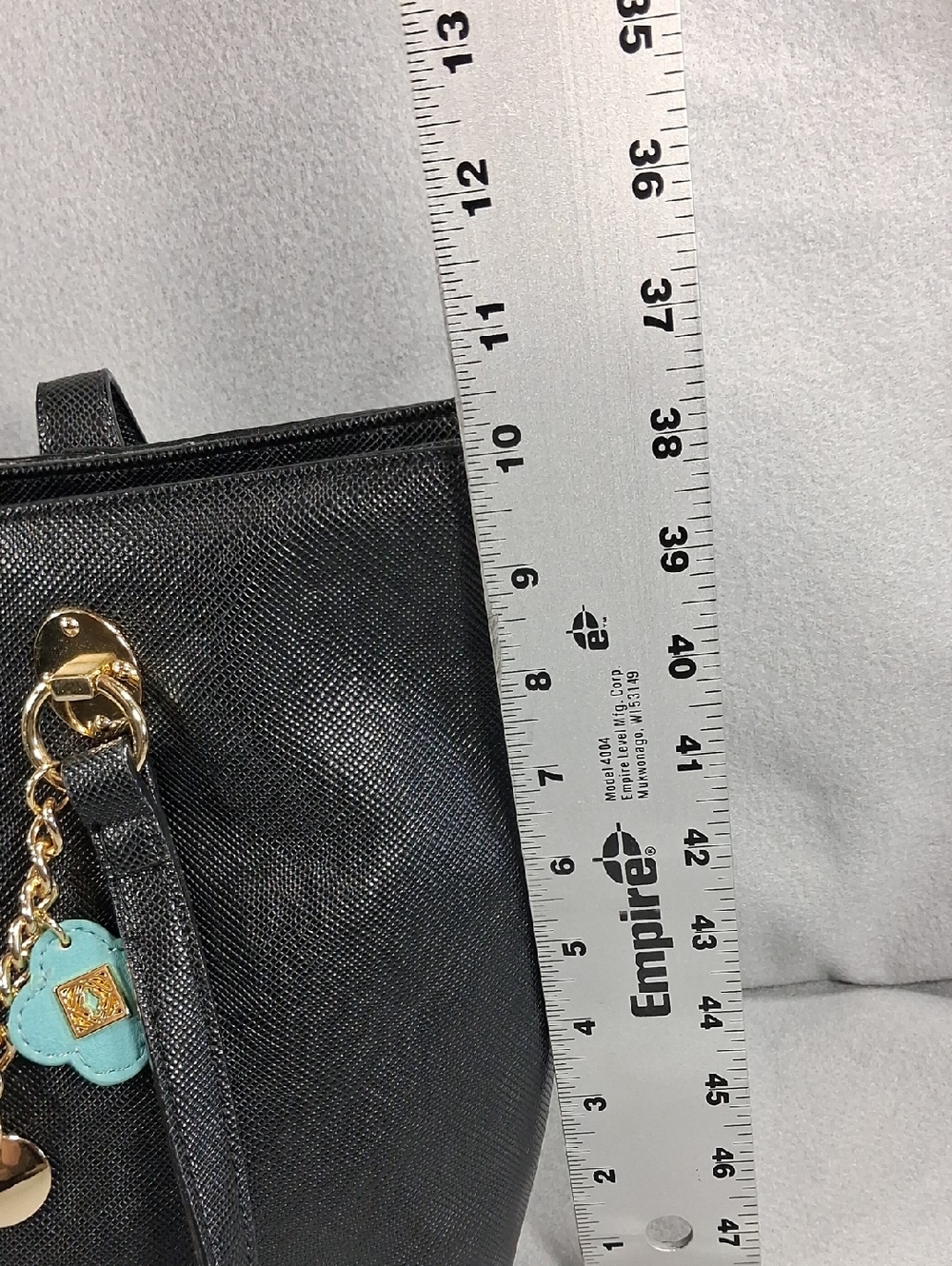 kate Landry Black Tote Purse with Colorful Charm Chain - Picture 7 of 8